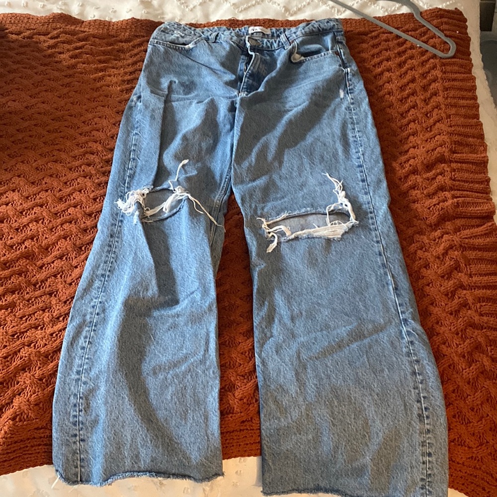 Zara light wash wide leg jeans